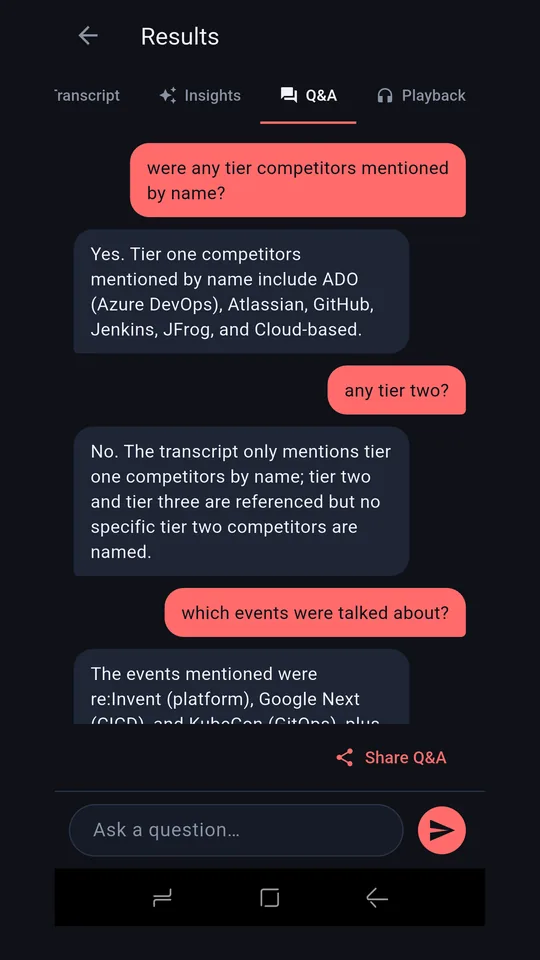 Ask questions about a conversation and get answers from its content
